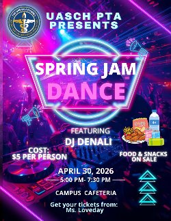 PTA Spring Jam Dance April 30, 2026 5:00-7:30